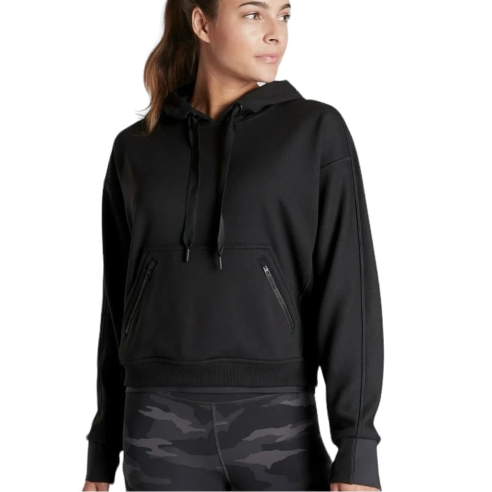 Athleta Black Cropped Recover Hoodie size Small